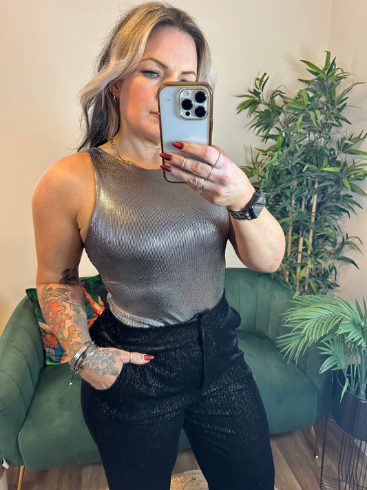 MOLLY Metallic Bodysuit Silver