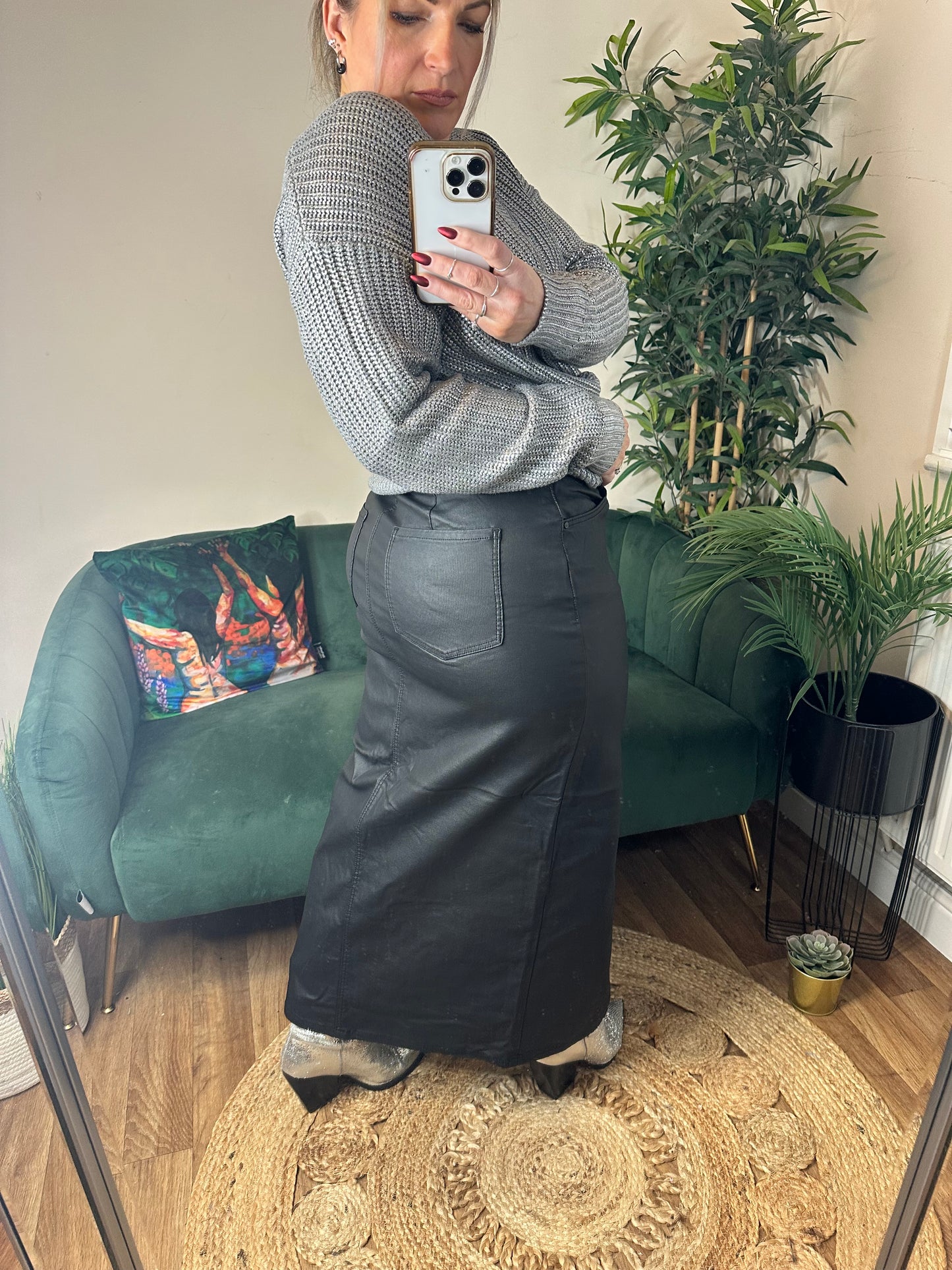 NOISY MAY Kath Coated Denim Long Skirt