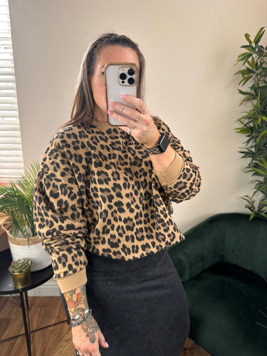 MARLEY Leopard Print Sweatshirt Camel