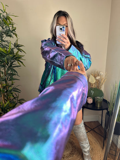 NOISY MAY Paulina Paul Oversized Iridescent PU Biker Jacket