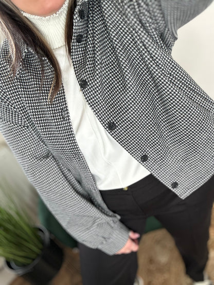 YEST Nikai Short Collared Jacket Micro Houndstooth