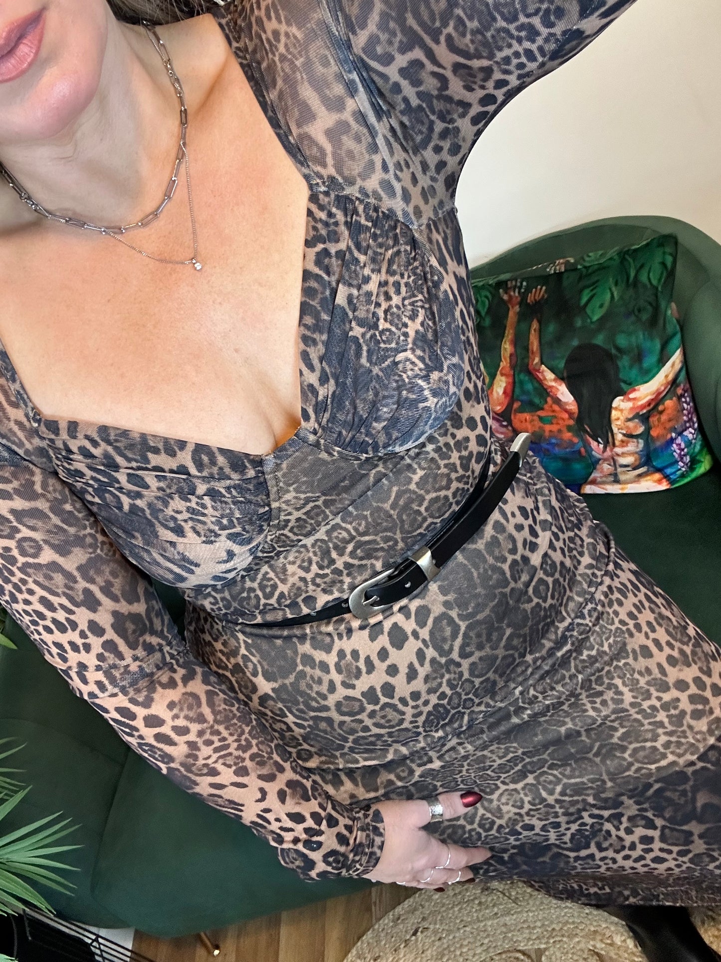 LUCIA Mesh Leopard Print Dress