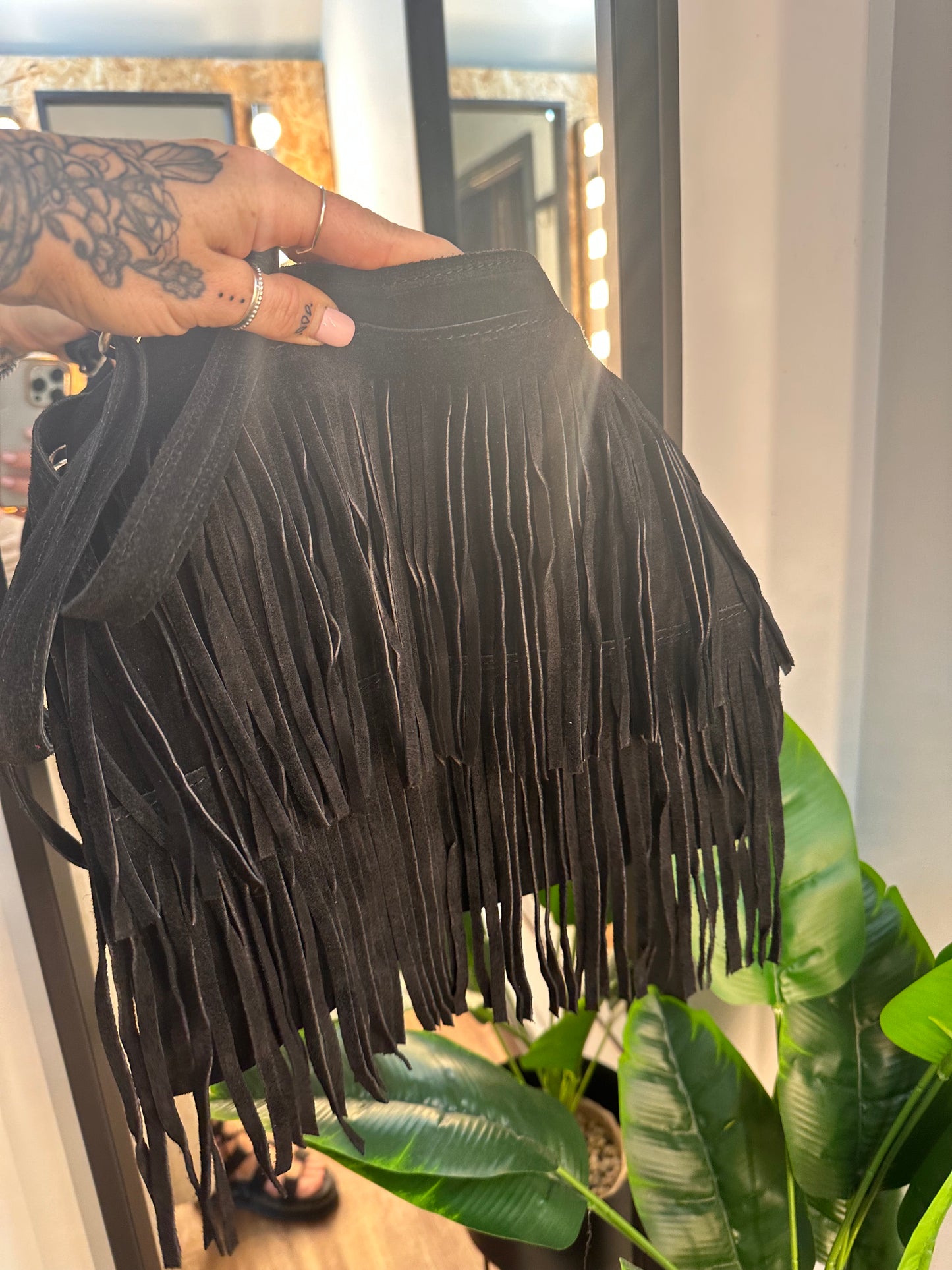 Teresa Suede Tassel Bag Black