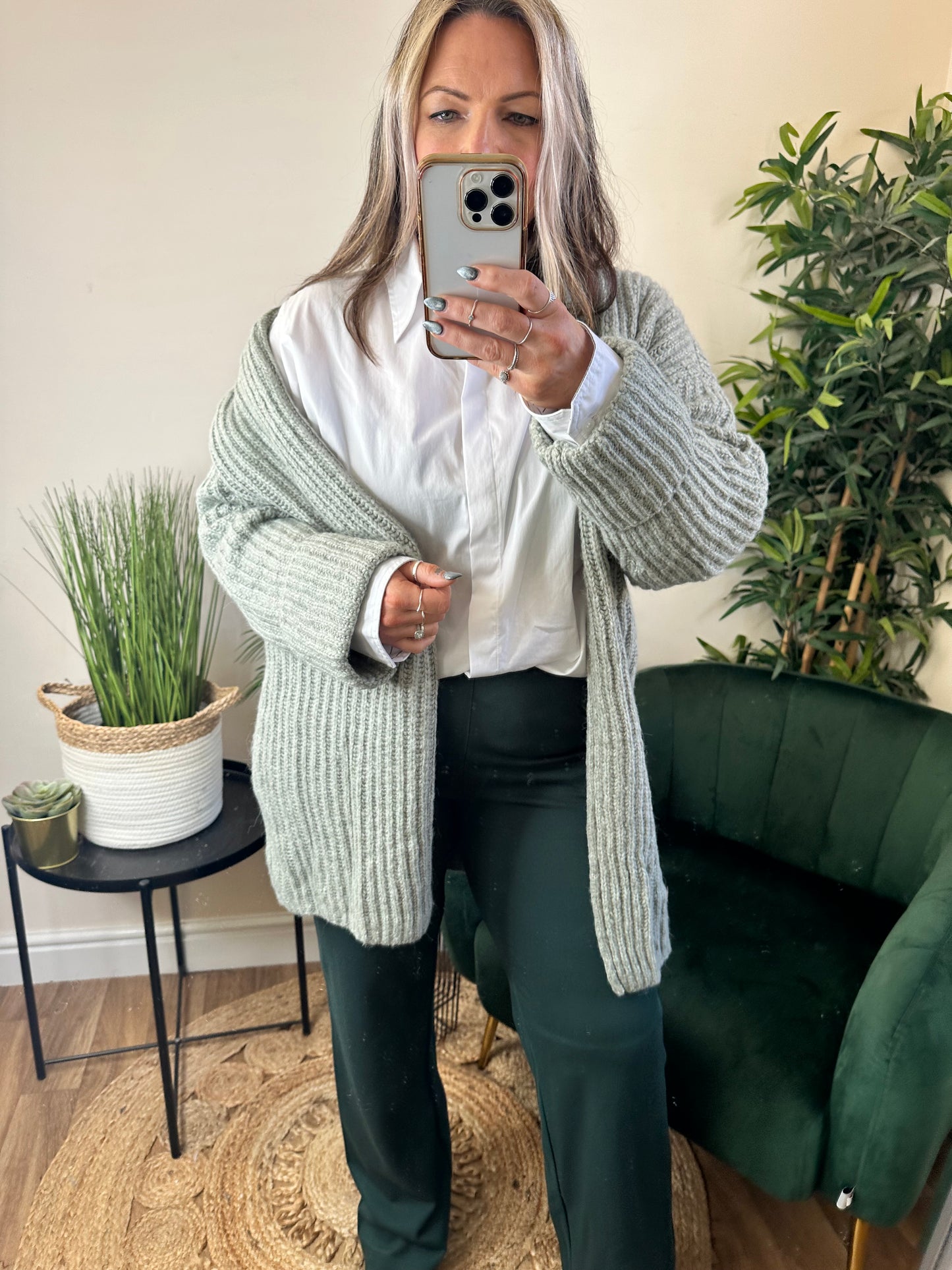 YEST Sylvana Essential Cardigan Grey Mist