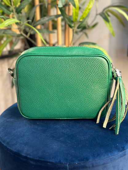 Cassie Leather Camera Bag Kelly Green