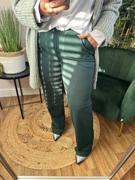 YEST Paloma Essential Trousers Dark Pine Green