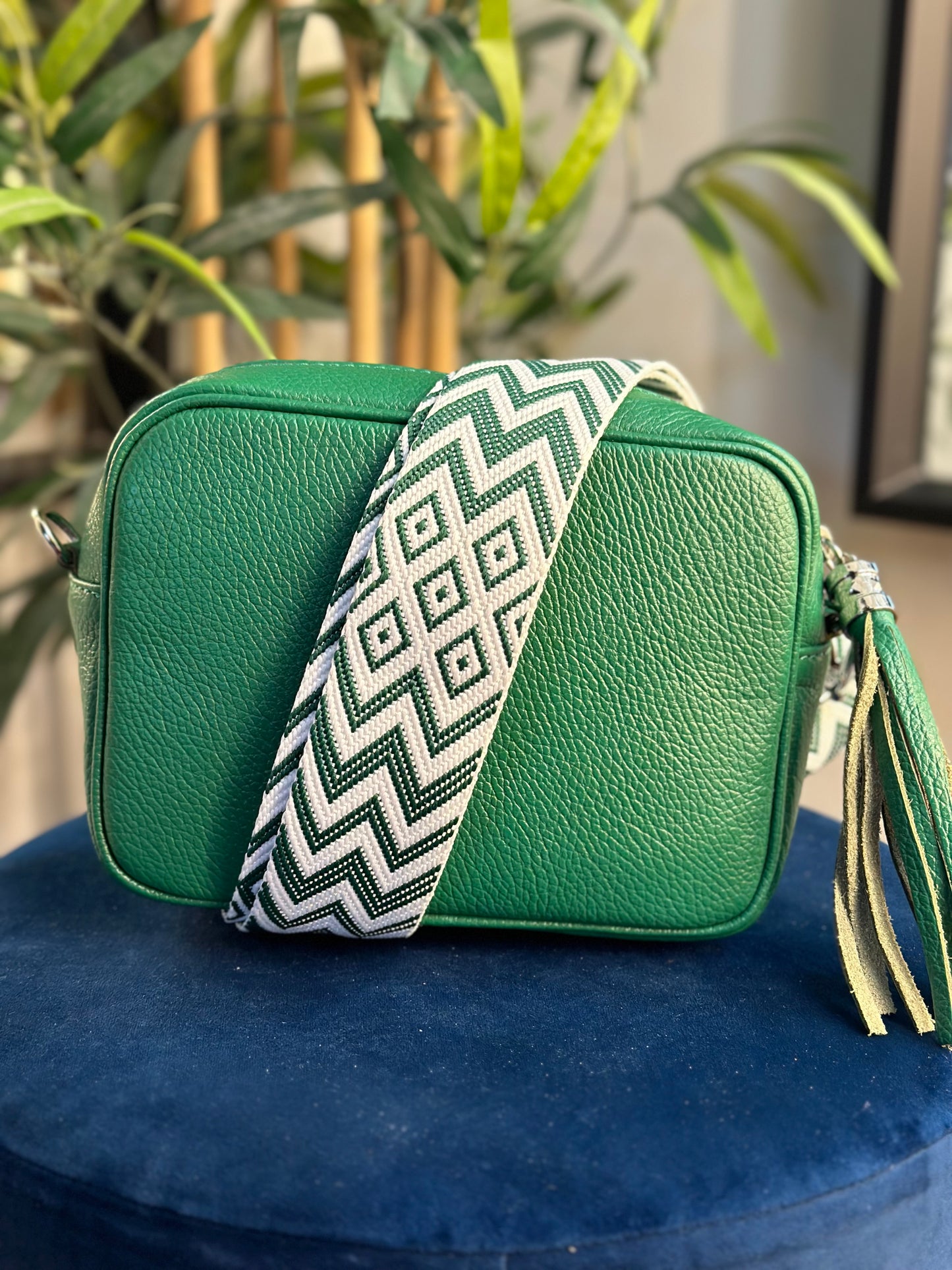 Cassie Leather Camera Bag Kelly Green