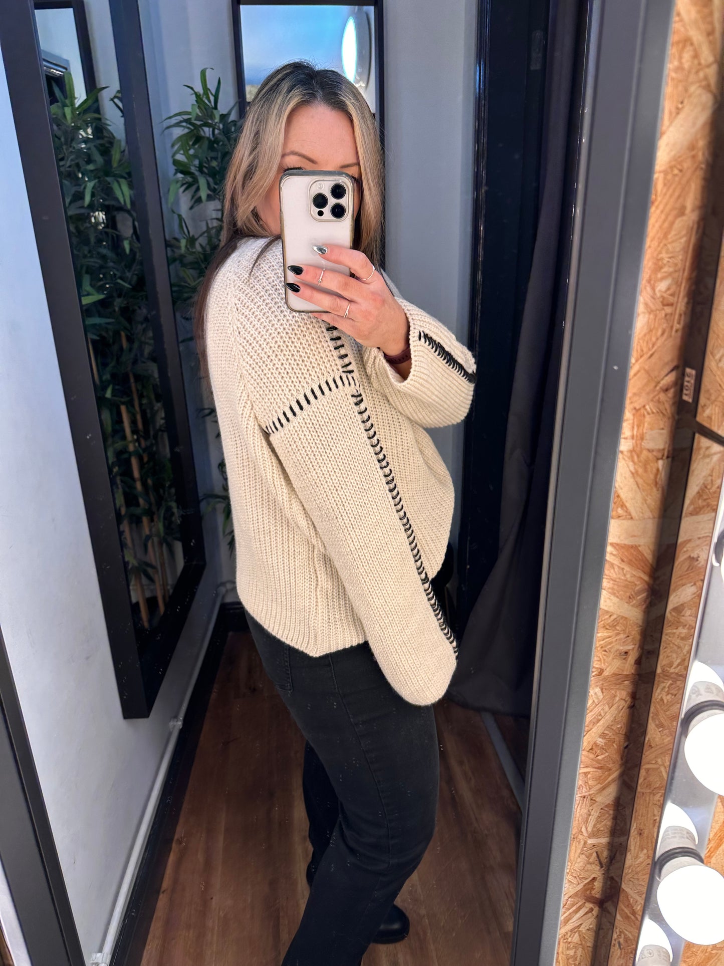 Cassidy Contrast Stitch High Neck Knit