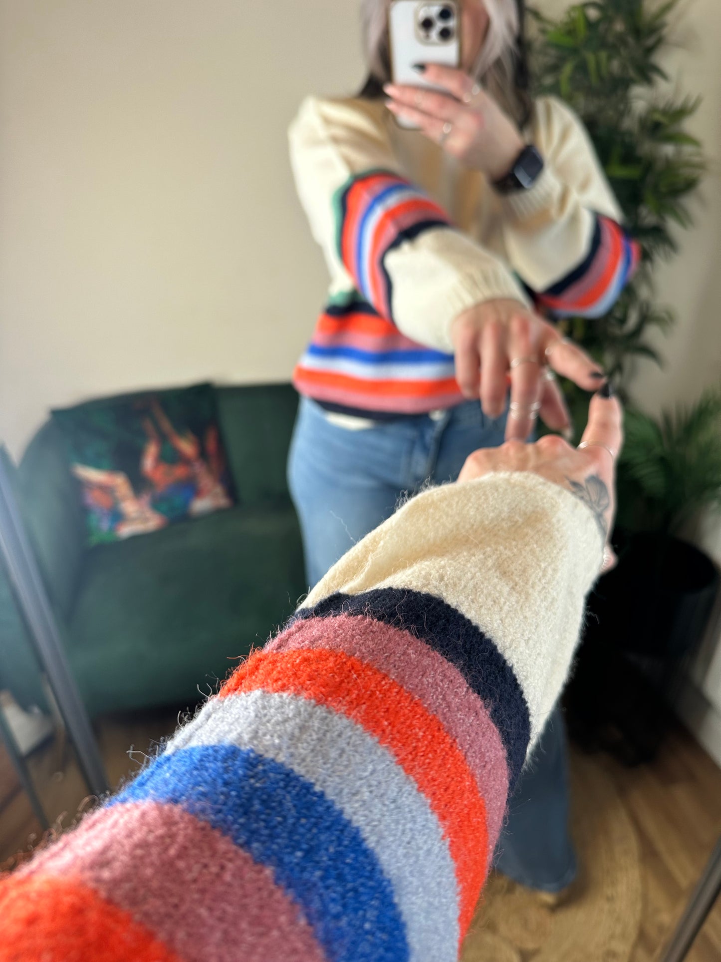 ICHI Dusty Stripy Knit Multi Colour Stripe