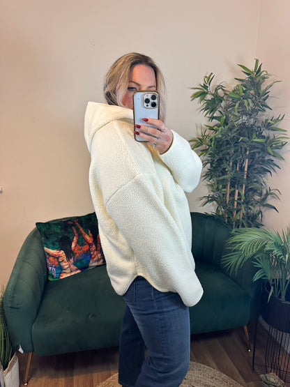 NOISY MAY Cozy Long Sleeved Halfway Zip Sweater Eggnog