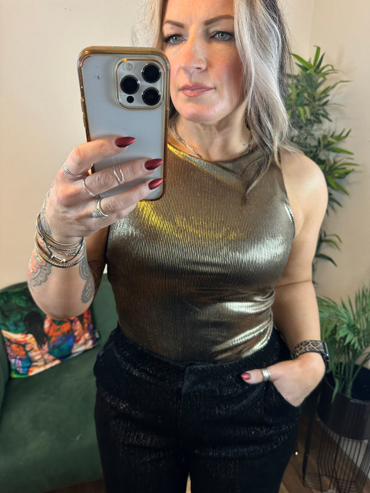 MOLLY Metallic Bodysuit Gold