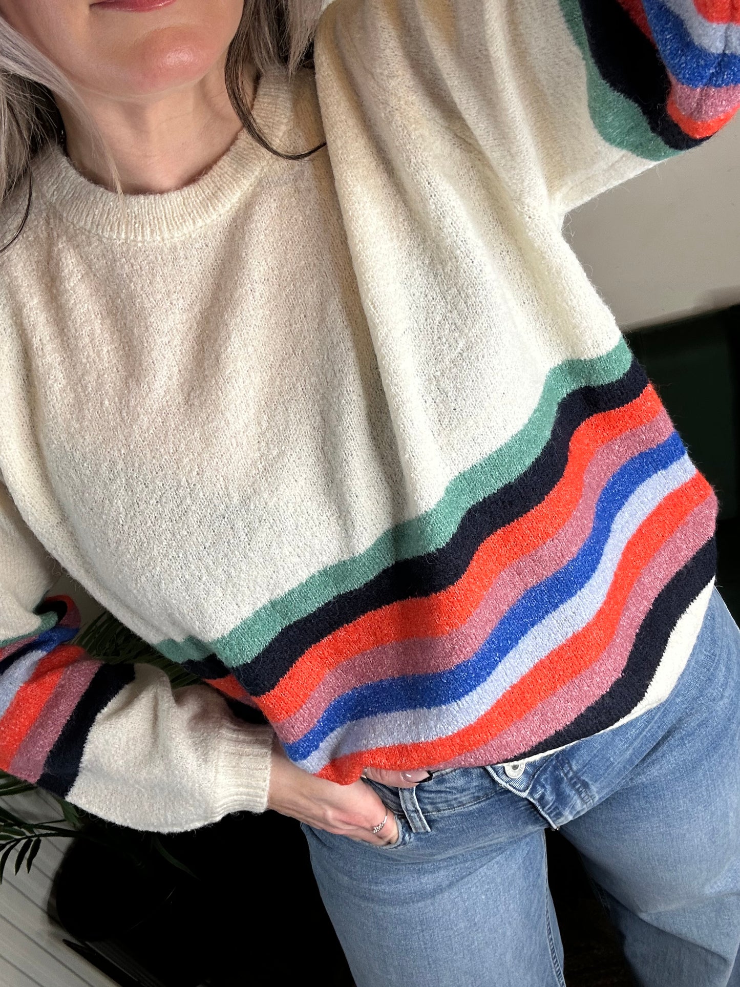 ICHI Dusty Stripy Knit Multi Colour Stripe