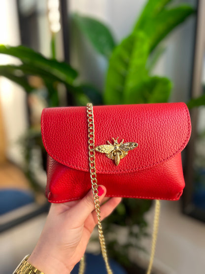 BEA Red Leather Bag with Gold Chain