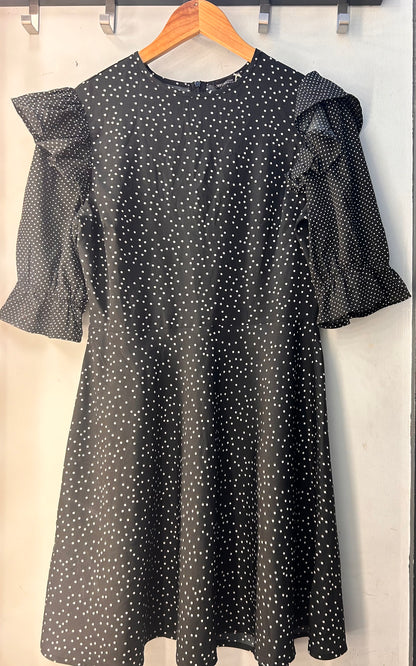 PRELOVED Wednesday's Girl Black and White Polkadot Dress Size S