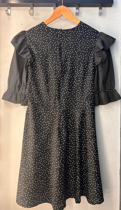 PRELOVED Wednesday's Girl Black and White Polkadot Dress Size S