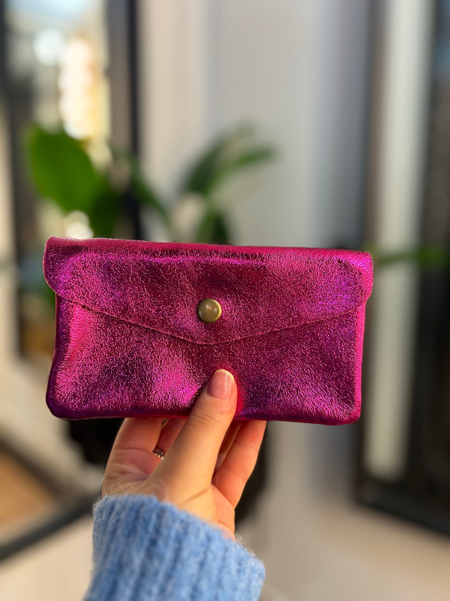 POLLY Metallic Purse Hot Pink