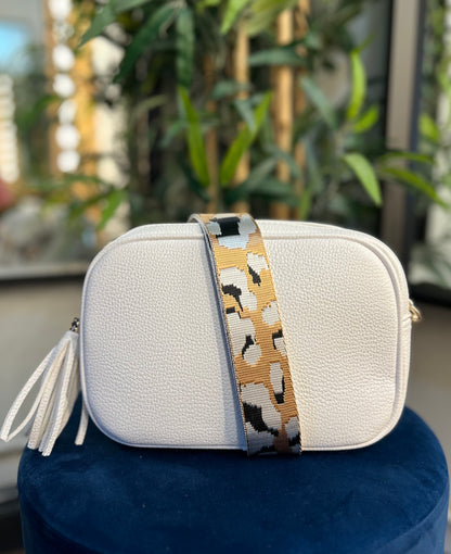 Bailey Double Zip Camera Bag With Strap White