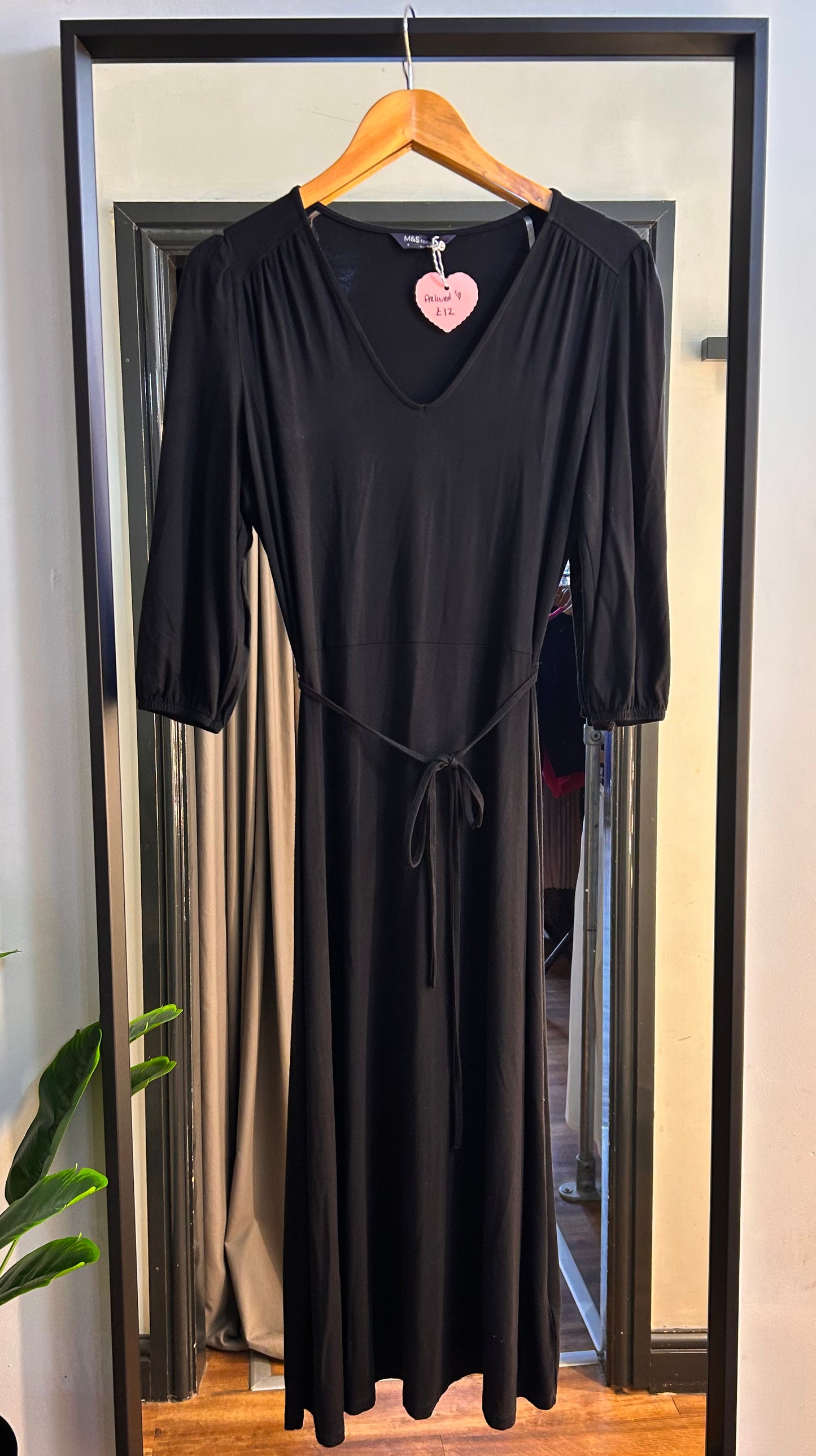 PRELOVED M&S Black Long Dress Size 8