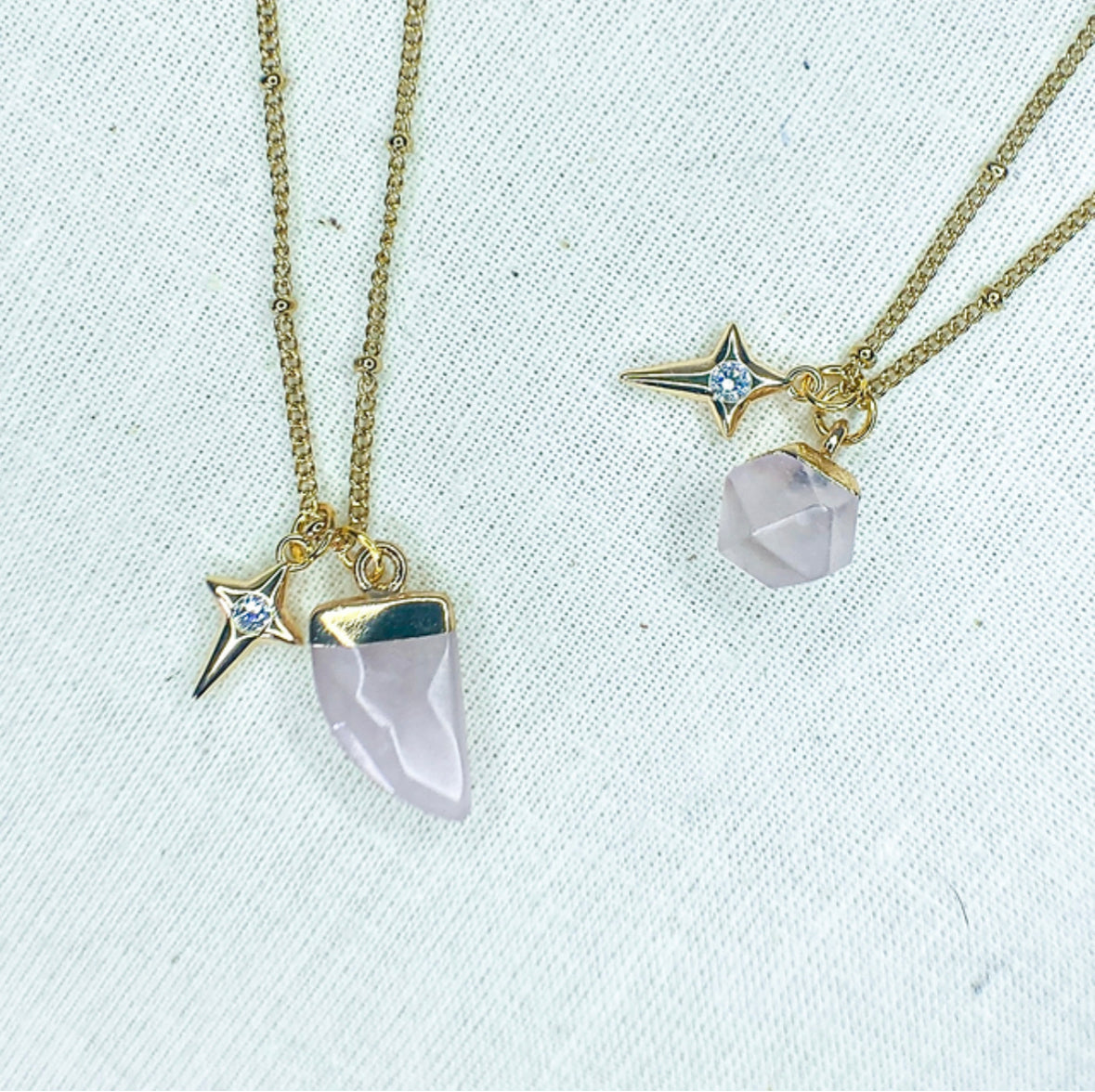 SHE IS Rose Quartz Duo Necklace